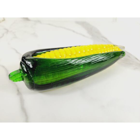 Art Glass Hand Blow Ear Sweet Corn Vegetable 8" Home Decor 90s Vintage - Picture 5 of 12